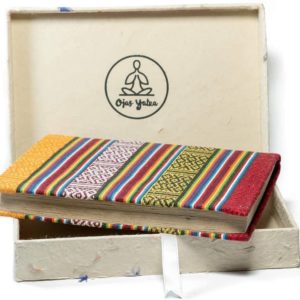 Handmade Bhutanese Cloth Covered Writing Notebook Journal Premium Gift Box Set With Ribbon - Lokta