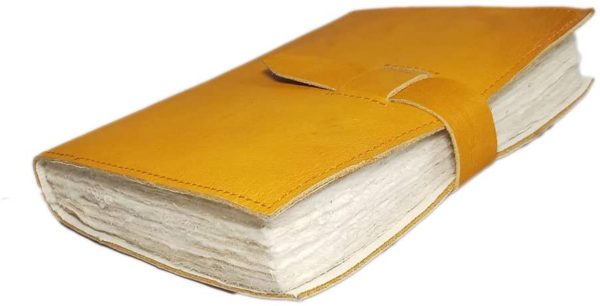 Tan Leather Journal Handmade - Lokta (4)